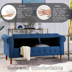 62" Bedroom Tufted Button Storage Bench, Modern Fabric Upholstered Ottoman, Window Bench, Rolled Arm Design for Bedroom, Living Room, Foyer (Blue) - Comfortable Living Decor