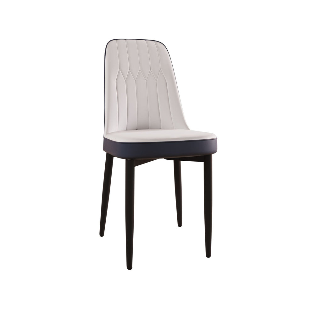 63 "medieval modern cream style MDF dining table and PU dining chair set 4. Assemble Desktop and black metal leg dining chair set, suitable for home&kitchen - Comfortable Living Decor