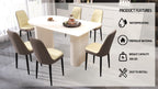 63 "medieval modern cream style MDF dining table and PU dining chair set 4. Assemble Desktop and black metal leg dining chair set, suitable for home&kitchen - Comfortable Living Decor