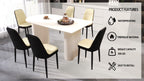 63 "medieval modern cream style MDF dining table and PU dining chair set 4. Assemble Desktop and black metal leg dining chair set, suitable for home&kitchen - Comfortable Living Decor
