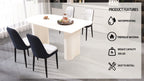 63 "medieval modern cream style MDF dining table and PU dining chair set 4. Assemble Desktop and black metal leg dining chair set, suitable for home&kitchen - Comfortable Living Decor