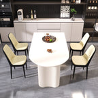 63 "medieval modern cream style MDF dining table and PU dining chair set 4. Assemble Desktop and black metal leg dining chair set, suitable for home&kitchen - Comfortable Living Decor