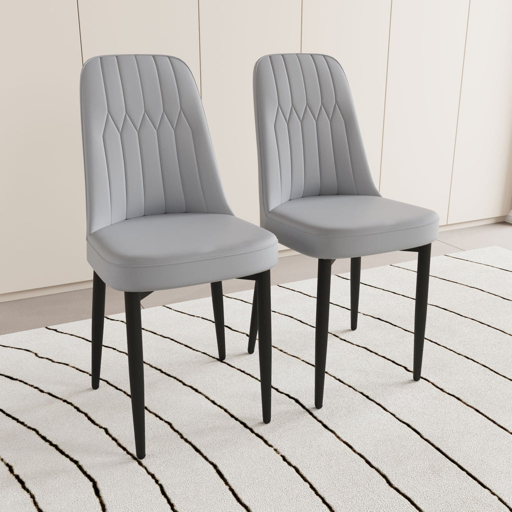 63 "medieval modern cream style MDF dining table and PU dining chair set 4. Assemble Desktop and black metal leg dining chair set, suitable for home&kitchen - Comfortable Living Decor