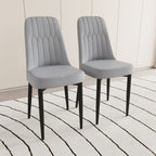 63 "medieval modern cream style MDF dining table and PU dining chair set 4. Assemble Desktop and black metal leg dining chair set, suitable for home&kitchen - Comfortable Living Decor