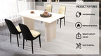 63 "medieval modern cream style MDF dining table and PU dining chair set 4. Assemble Desktop and black metal leg dining chair set, suitable for home&kitchen - Comfortable Living Decor