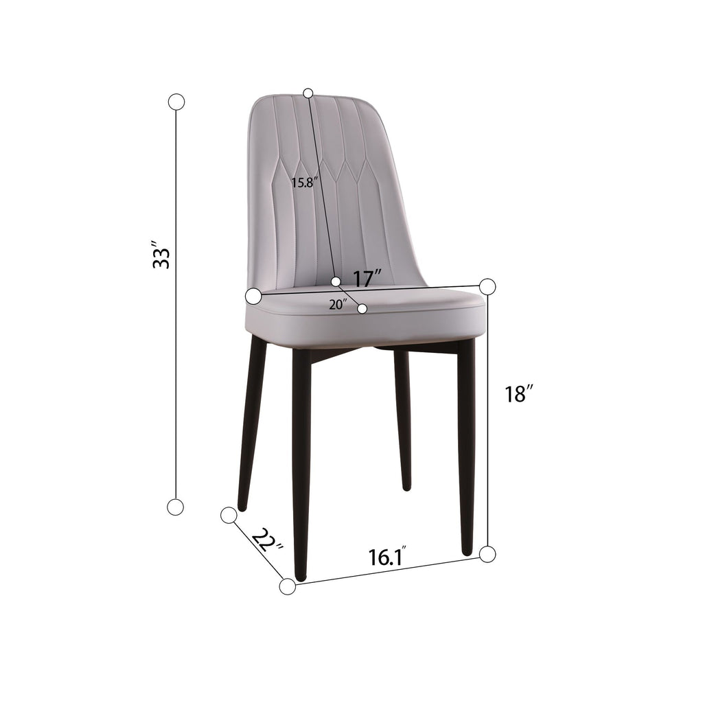 63 "medieval modern cream style MDF dining table and PU dining chair set 4. Assemble Desktop and black metal leg dining chair set, suitable for home&kitchen - Comfortable Living Decor