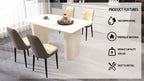 63 "medieval modern cream style MDF dining table and PU dining chair set 4. Assemble Desktop and black metal leg dining chair set, suitable for home&kitchen - Comfortable Living Decor