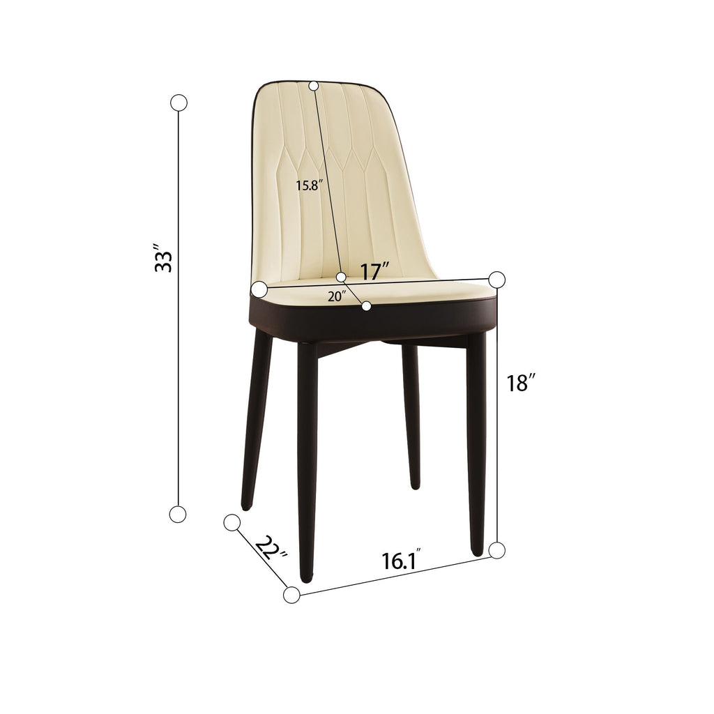 63 "medieval modern cream style MDF dining table and PU dining chair set 4. Assemble Desktop and black metal leg dining chair set, suitable for home&kitchen - Comfortable Living Decor