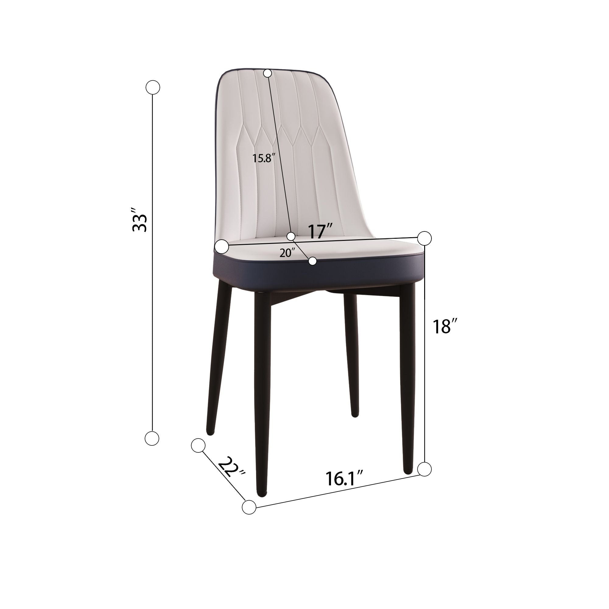 63 "medieval modern cream style MDF dining table and PU dining chair set 4. Assemble Desktop and black metal leg dining chair set, suitable for home&kitchen - Comfortable Living Decor