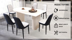 63 "medieval modern cream style MDF dining table and PU dining chair set 4. Assemble Desktop and black metal leg dining chair set, suitable for home&kitchen - Comfortable Living Decor