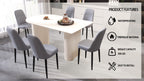 63 "medieval modern cream style MDF dining table and PU dining chair set 4. Assemble Desktop and black metal leg dining chair set, suitable for home&kitchen - Comfortable Living Decor