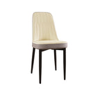 63 "medieval modern cream style MDF dining table and PU dining chair set 4. Assemble Desktop and black metal leg dining chair set, suitable for home&kitchen - Comfortable Living Decor