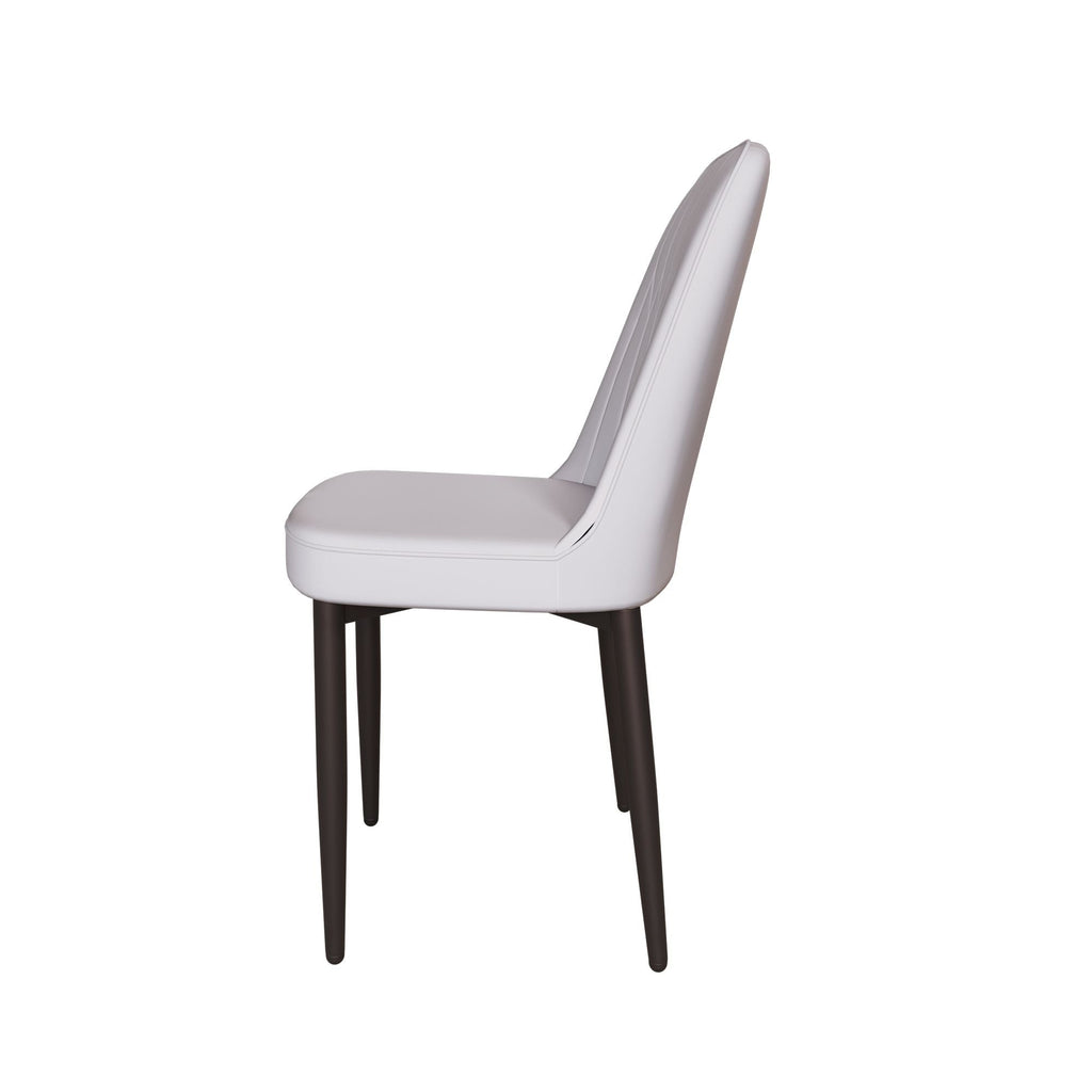 63 "medieval modern cream style MDF dining table and PU dining chair set 4. Assemble Desktop and black metal leg dining chair set, suitable for home&kitchen - Comfortable Living Decor