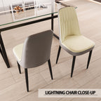 63 "medieval modern cream style MDF dining table and PU dining chair set 4. Assemble Desktop and black metal leg dining chair set, suitable for home&kitchen - Comfortable Living Decor