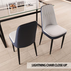 63 "medieval modern cream style MDF dining table and PU dining chair set 4. Assemble Desktop and black metal leg dining chair set, suitable for home&kitchen - Comfortable Living Decor