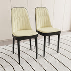 63 "medieval modern cream style MDF dining table and PU dining chair set 4. Assemble Desktop and black metal leg dining chair set, suitable for home&kitchen - Comfortable Living Decor