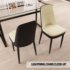 63 "medieval modern cream style MDF dining table and PU dining chair set 4. Assemble Desktop and black metal leg dining chair set, suitable for home&kitchen - Comfortable Living Decor