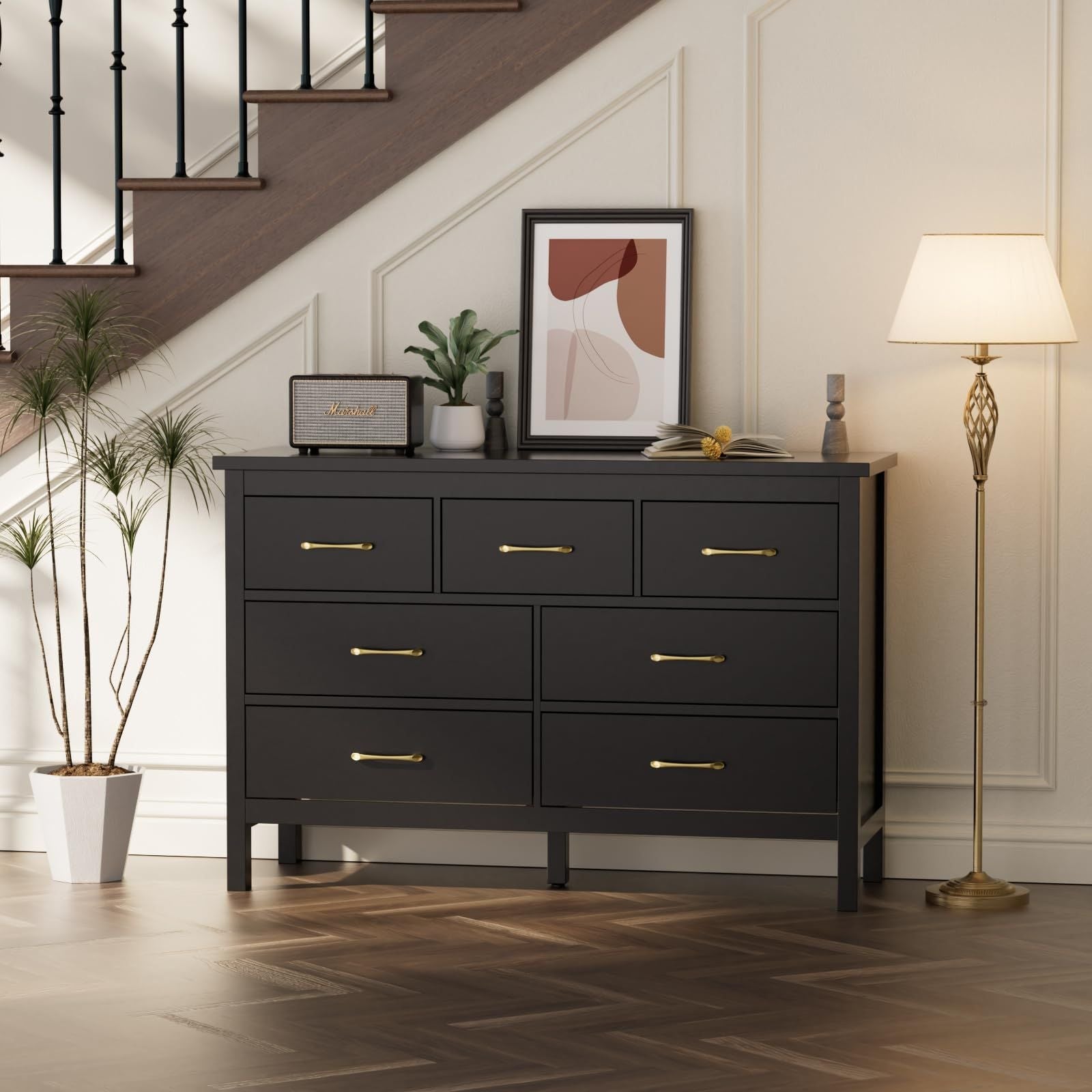 7 Drawer Dresser for Bedroom, Storage Cabinet With Metal Handles, Modern Closet Of Drawers for Living Room - Comfortable Living Decor