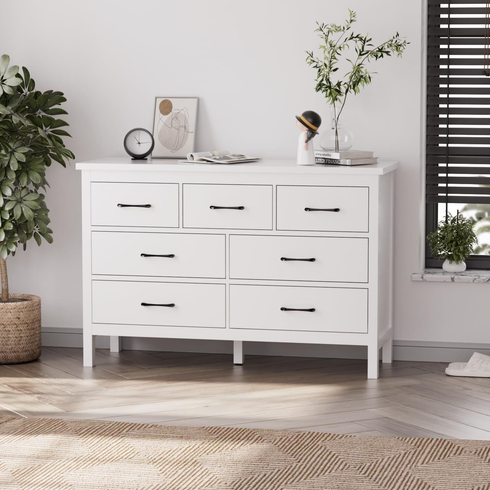 7 Drawer Dresser for Bedroom, Storage Cabinet With Metal Handles, Modern Closet Of Drawers for Living Room - Comfortable Living Decor