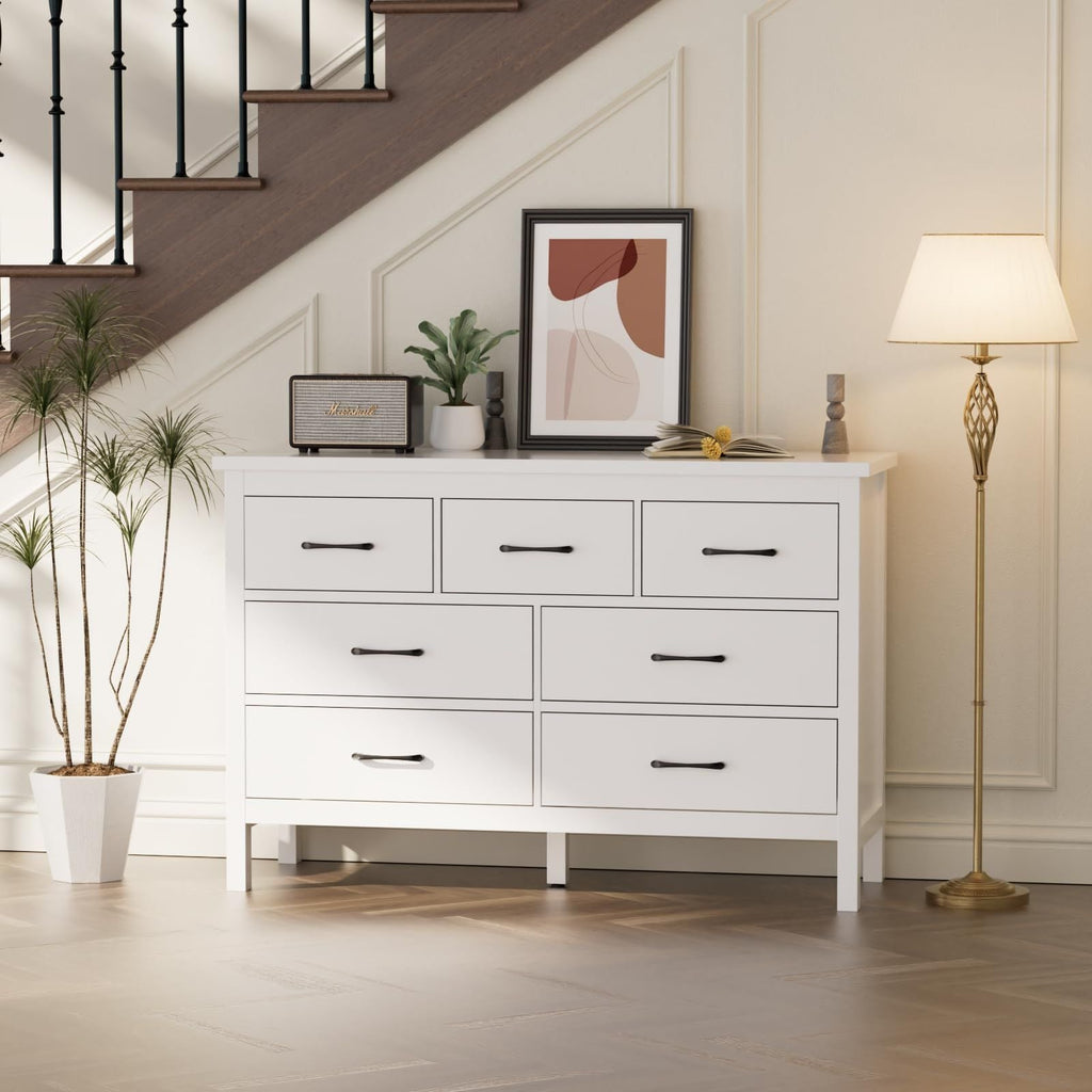 7 Drawer Dresser for Bedroom, Storage Cabinet With Metal Handles, Modern Closet Of Drawers for Living Room - Comfortable Living Decor