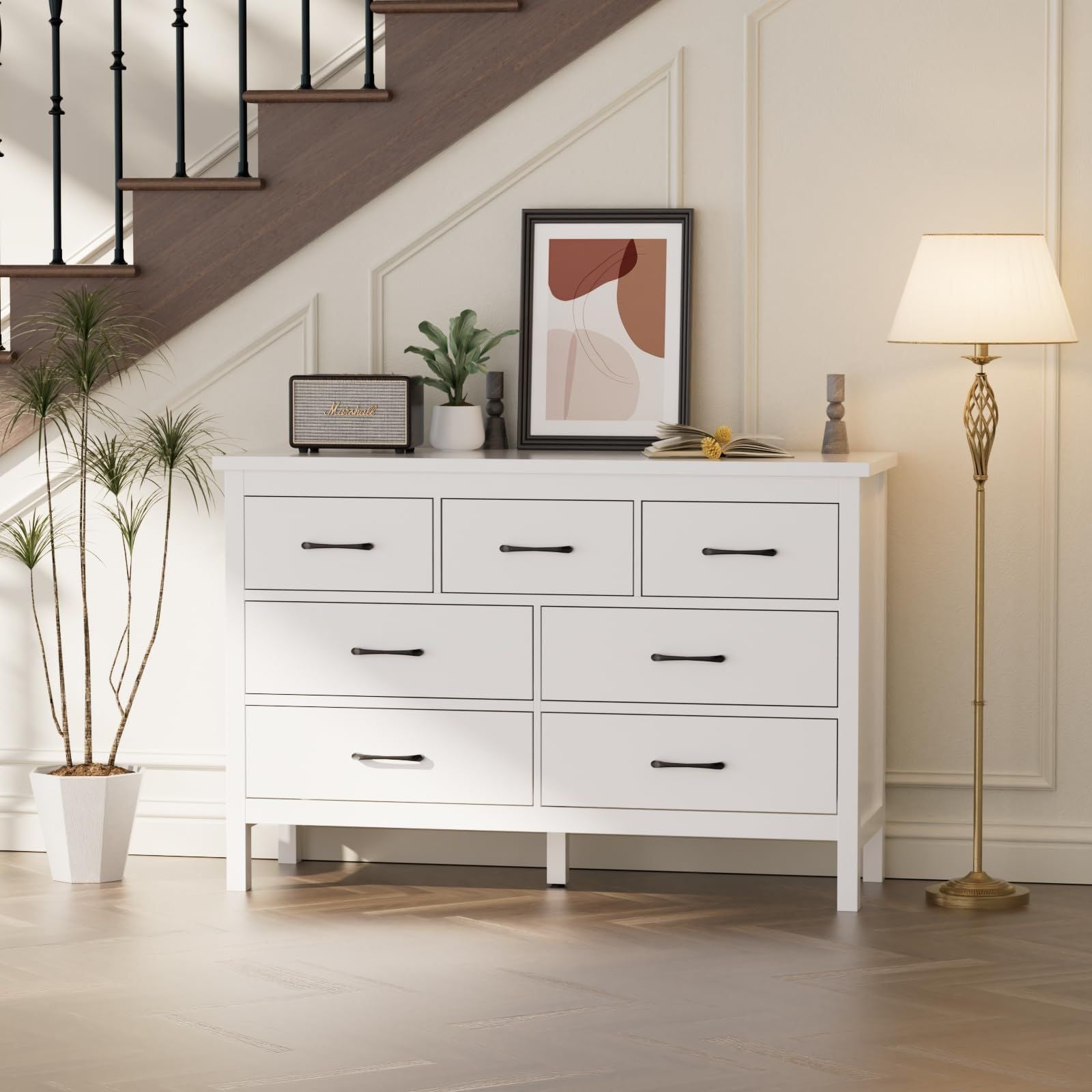 7 Drawer Dresser for Bedroom, Storage Cabinet With Metal Handles, Modern Closet Of Drawers for Living Room - Comfortable Living Decor