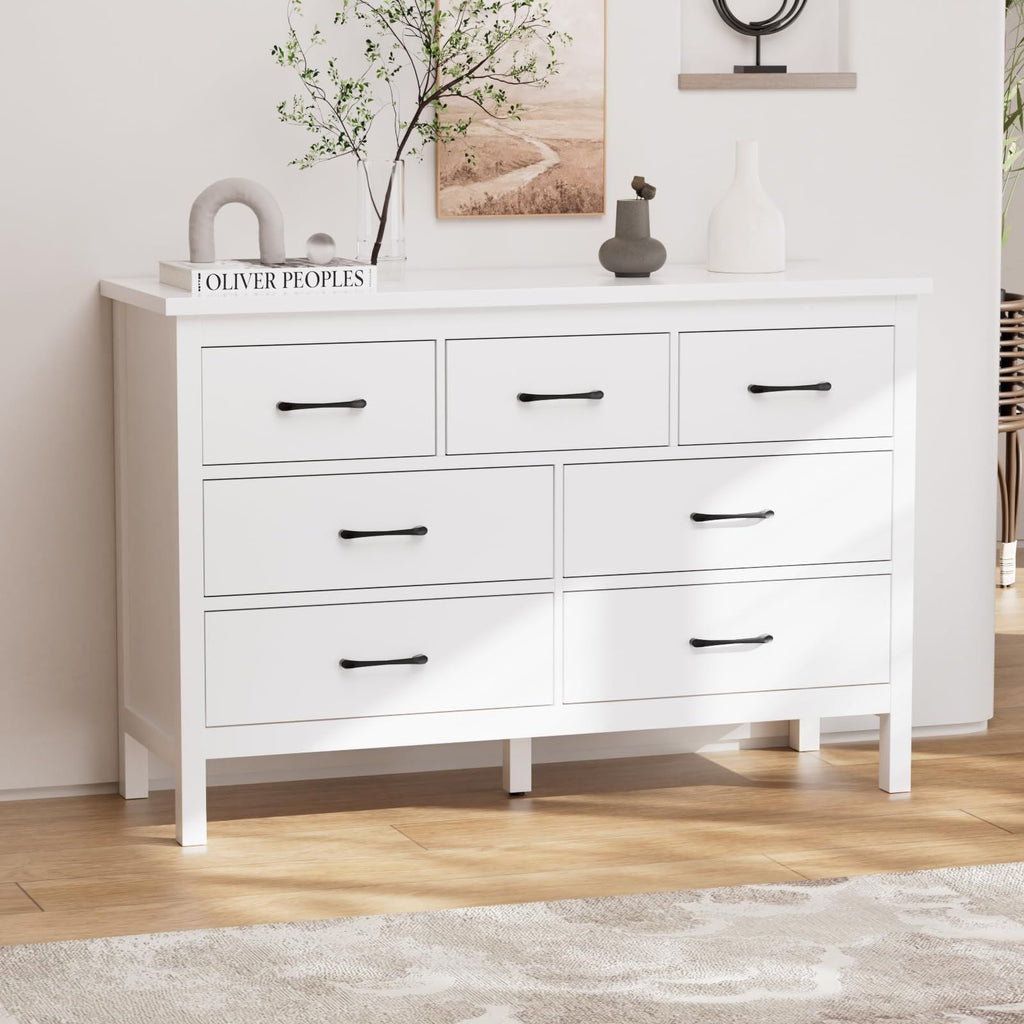7 Drawer Dresser for Bedroom, Storage Cabinet With Metal Handles, Modern Closet Of Drawers for Living Room - Comfortable Living Decor