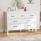 7 Drawer Dresser for Bedroom, Storage Cabinet With Metal Handles, Modern Closet Of Drawers for Living Room - Comfortable Living Decor