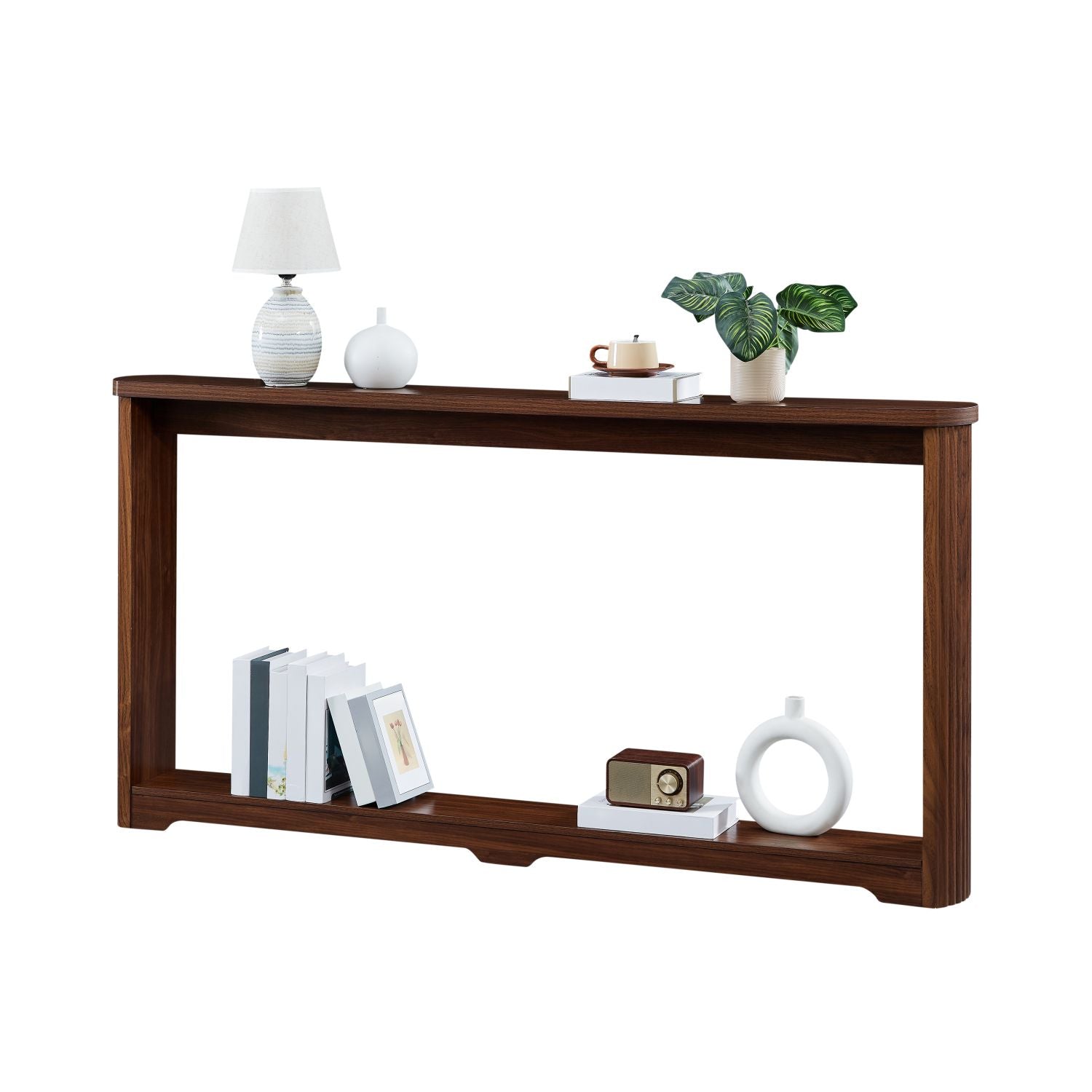 70.1"corrugated texture storage table for en entranceways, corridors, and front door.Walnut.70.1"L*8.7"W*35.5"H - Comfortable Living Decor