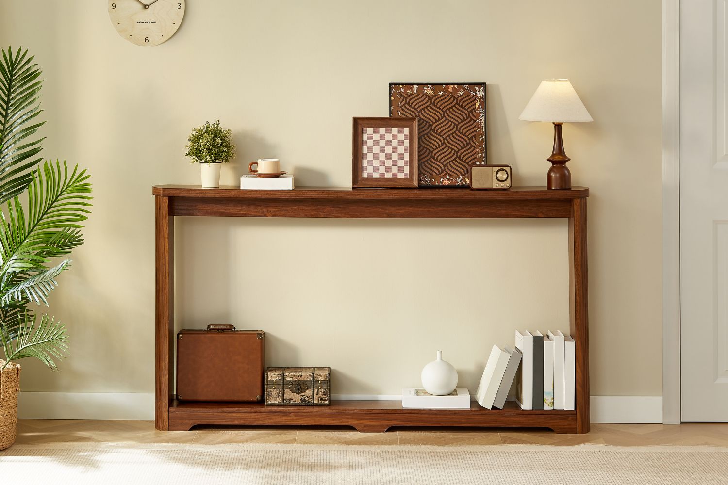 70.1"corrugated texture storage table for en entranceways, corridors, and front door.Walnut.70.1"L*8.7"W*35.5"H - Comfortable Living Decor
