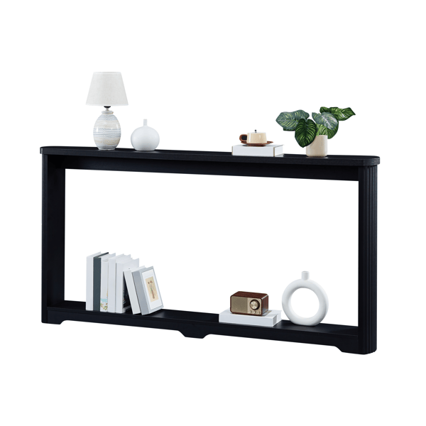 70.1"corrugated texture storage table for entranceways, narrow wooden console sofa table, can be placed behind the sofa, suitable for entranceways, corridors, and front door.Black.70.1"L*8.7"W*35.5"H - Comfortable Living Decor