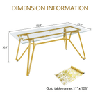 70.9 - inch rectangular glass dining table, suitable for 1 - 8 people, modern style home kitchen dining table, equipped with sturdy metal table legs,suitable for dining room,living rooms, offices, Gold - Comfortable Living Decor