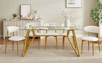 70.9 - inch rectangular glass dining table, suitable for 1 - 8 people, modern style home kitchen dining table, equipped with sturdy metal table legs,suitable for dining room,living rooms, offices, Gold - Comfortable Living Decor