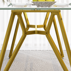 70.9 - inch rectangular glass dining table, suitable for 1 - 8 people, modern style home kitchen dining table, equipped with sturdy metal table legs,suitable for dining room,living rooms, offices, Gold - Comfortable Living Decor