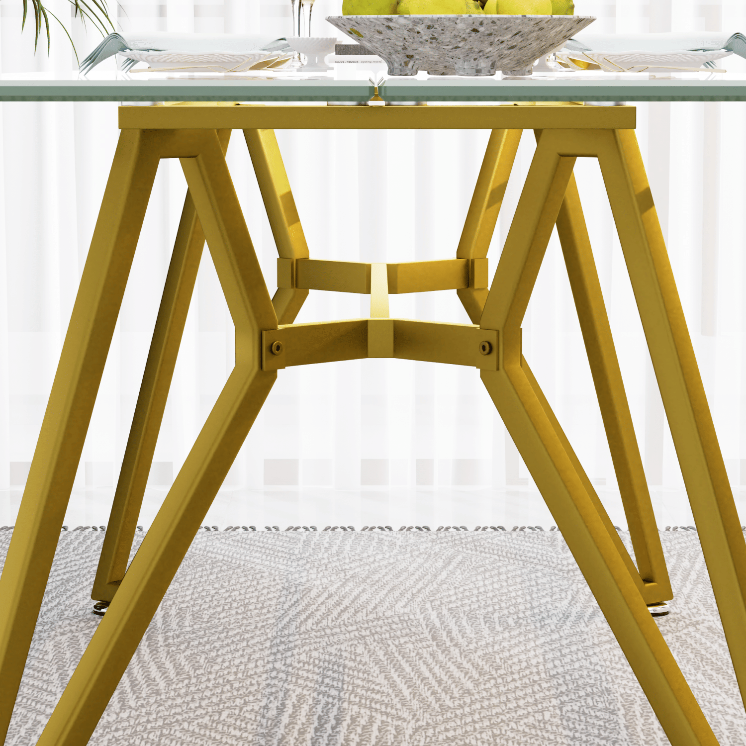 70.9 - inch rectangular glass dining table, suitable for 1 - 8 people, modern style home kitchen dining table, equipped with sturdy metal table legs,suitable for dining room,living rooms, offices, Gold - Comfortable Living Decor