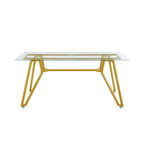 70.9 - inch rectangular glass dining table, suitable for 1 - 8 people, modern style home kitchen dining table, equipped with sturdy metal table legs,suitable for dining room,living rooms, offices, Gold - Comfortable Living Decor