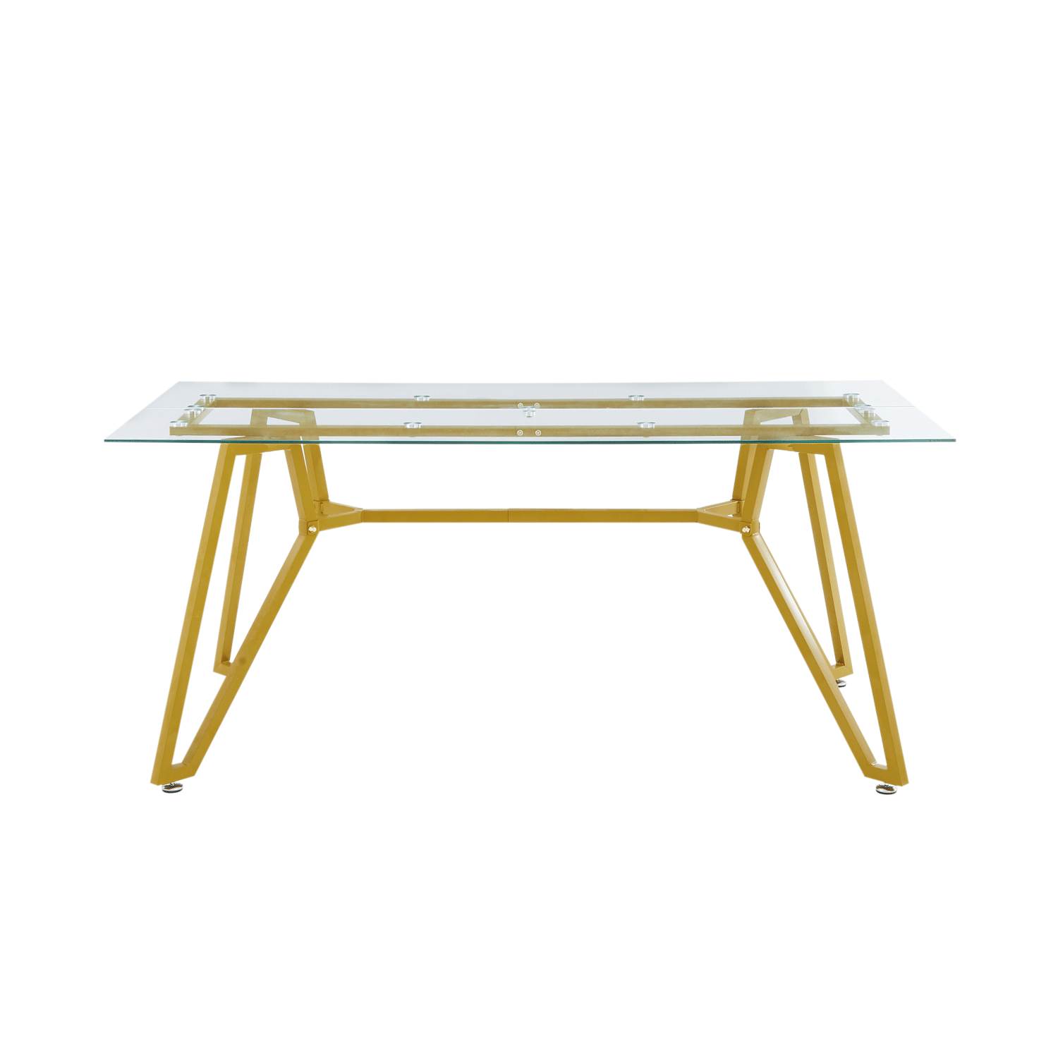 70.9 - inch rectangular glass dining table, suitable for 1 - 8 people, modern style home kitchen dining table, equipped with sturdy metal table legs,suitable for dining room,living rooms, offices, Gold - Comfortable Living Decor