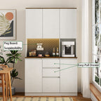 74" Kitchen Pantry Cabinet with Charging Station,Freestanding Buffet Cupboards Sideboard with Drawer,with LED Lights,Modern Pantry Cabinet with Microwave Stand for Kitchen,Living Room,Dinning Room - Comfortable Living Decor