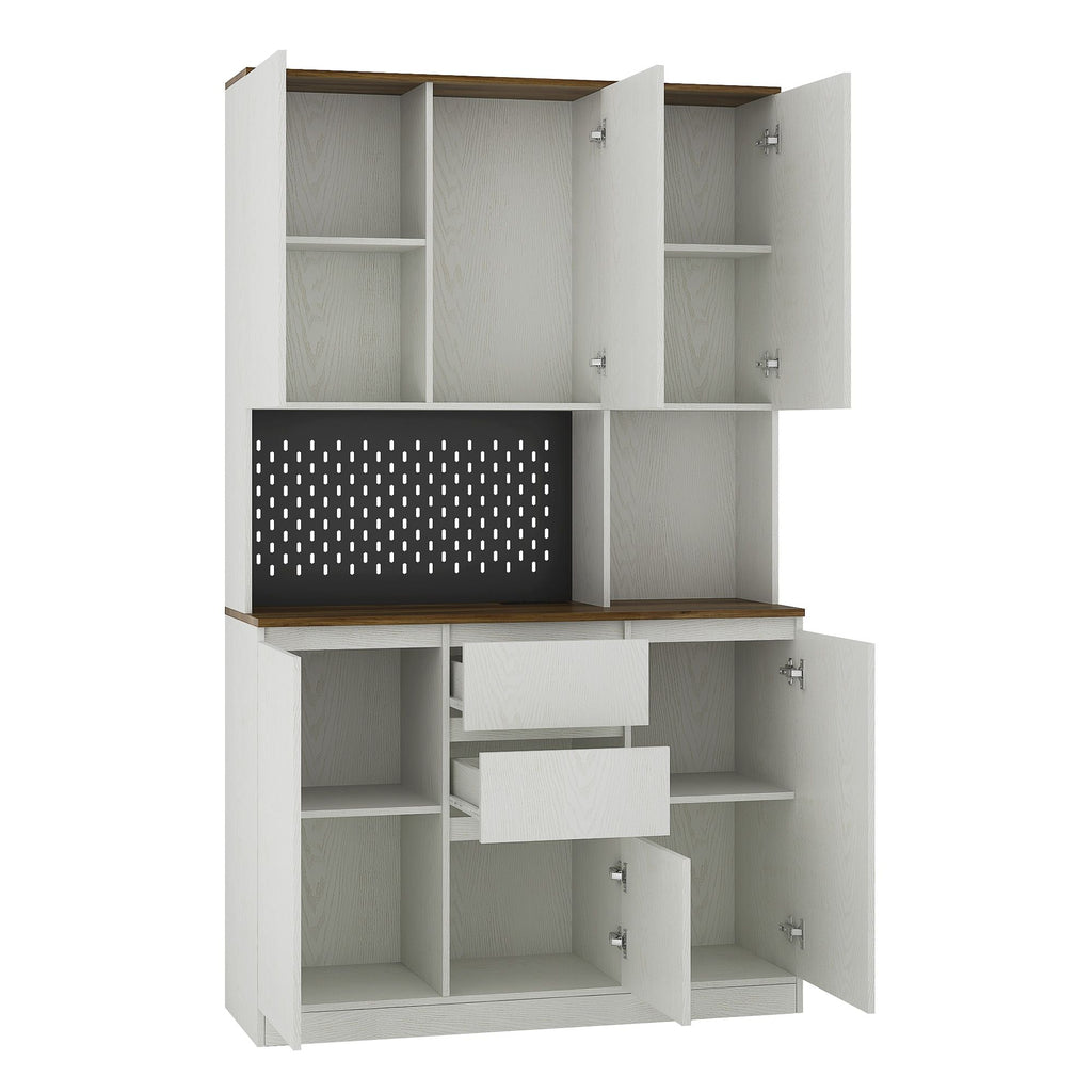 74" Kitchen Pantry Cabinet with Charging Station,Freestanding Buffet Cupboards Sideboard with Drawer,with LED Lights,Modern Pantry Cabinet with Microwave Stand for Kitchen,Living Room,Dinning Room - Comfortable Living Decor