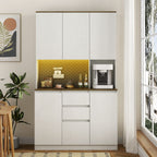 74" Kitchen Pantry Cabinet with Charging Station,Freestanding Buffet Cupboards Sideboard with Drawer,with LED Lights,Modern Pantry Cabinet with Microwave Stand for Kitchen,Living Room,Dinning Room - Comfortable Living Decor