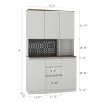 74" Kitchen Pantry Cabinet with Charging Station,Freestanding Buffet Cupboards Sideboard with Drawer,with LED Lights,Modern Pantry Cabinet with Microwave Stand for Kitchen,Living Room,Dinning Room - Comfortable Living Decor