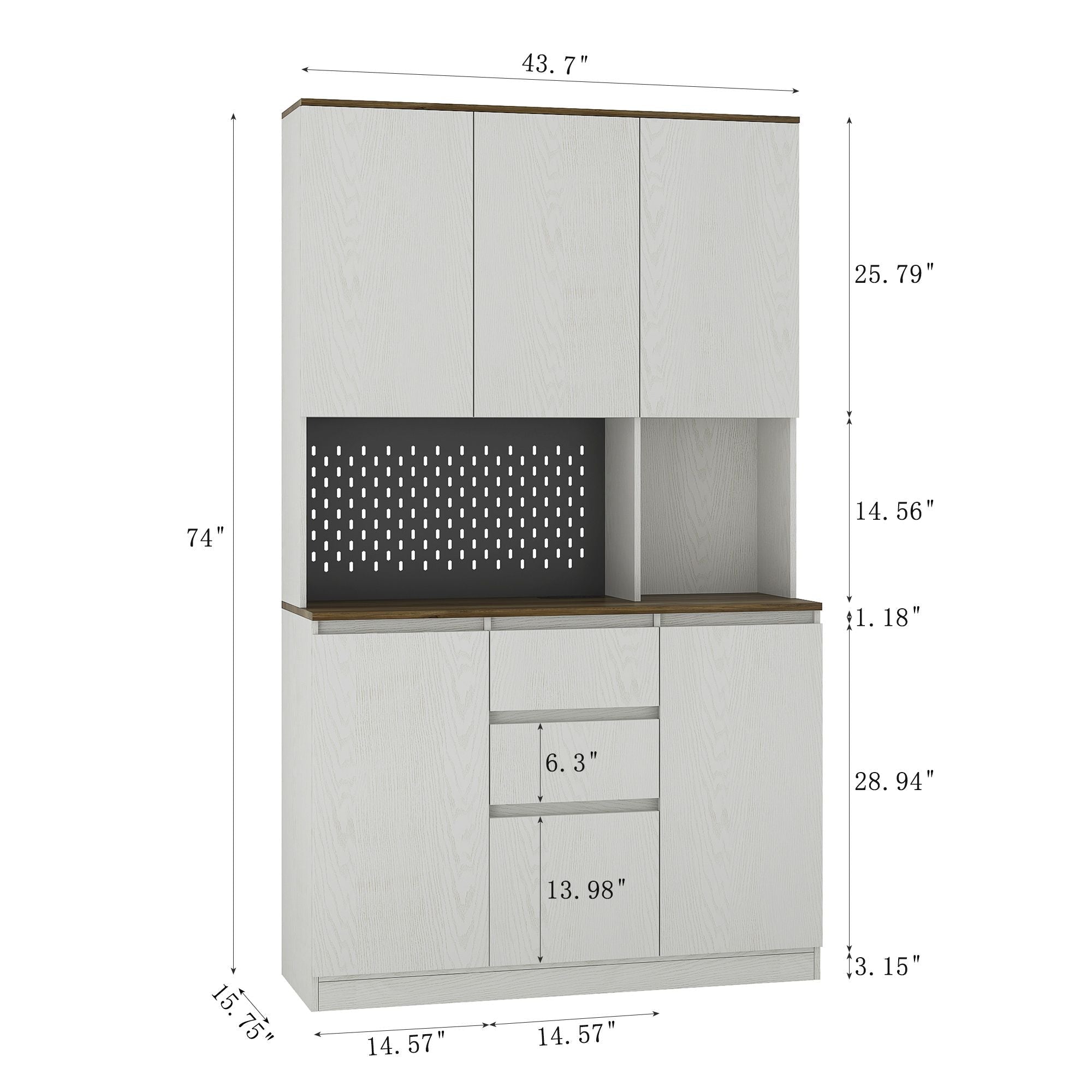 74" Kitchen Pantry Cabinet with Charging Station,Freestanding Buffet Cupboards Sideboard with Drawer,with LED Lights,Modern Pantry Cabinet with Microwave Stand for Kitchen,Living Room,Dinning Room - Comfortable Living Decor