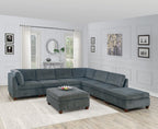 8pc Grey Chenille Modular Sectional - Comfortable Living Decor