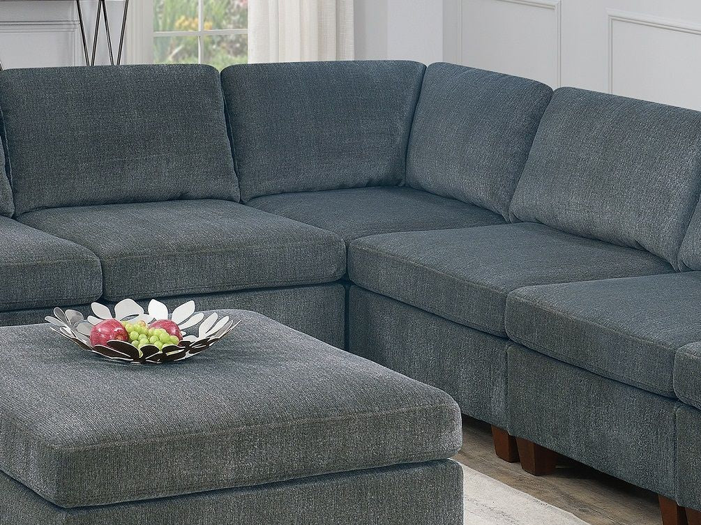 8pc Grey Chenille Modular Sectional - Comfortable Living Decor