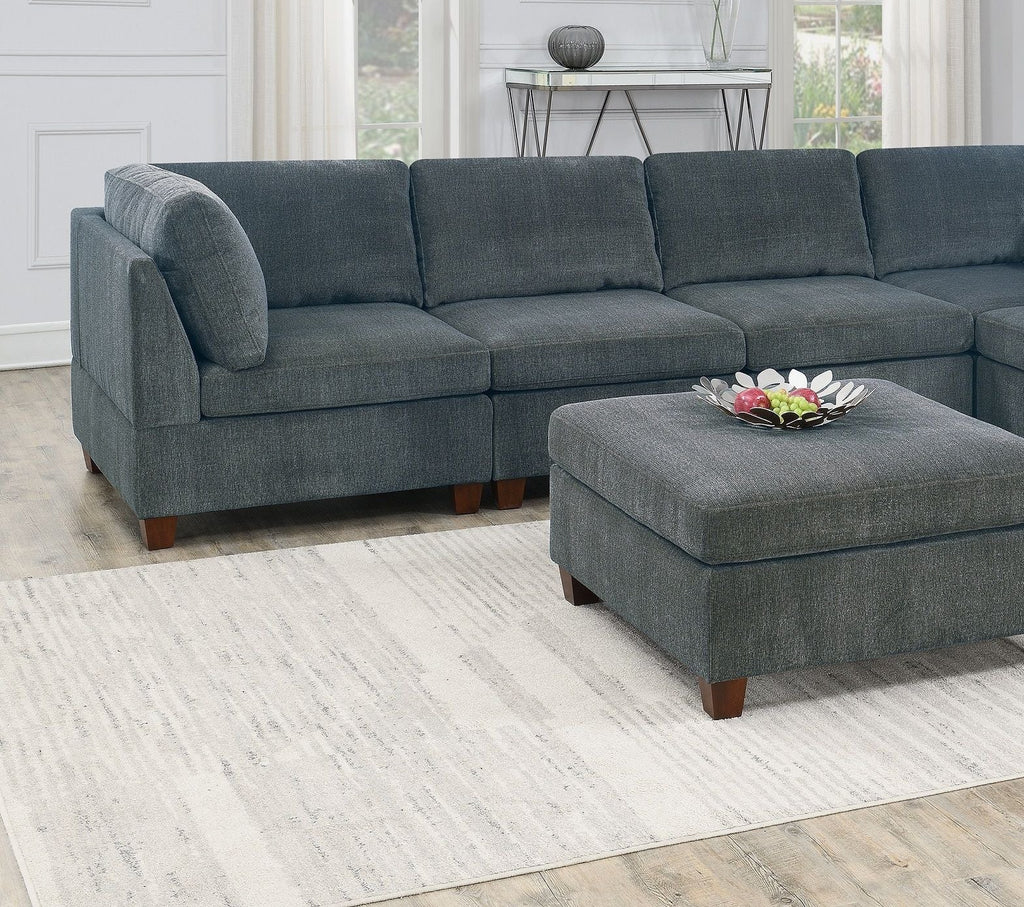 8pc Grey Chenille Modular Sectional - Comfortable Living Decor