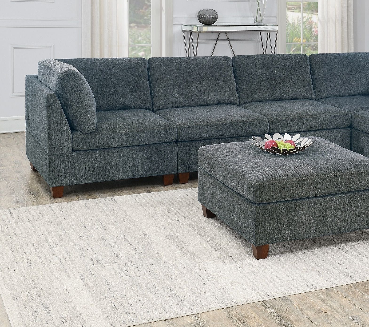 8pc Grey Chenille Modular Sectional - Comfortable Living Decor