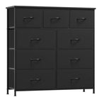 9 Drawer Dresser with Metal Frame and Wooden Top Fabric Storage Organizer Tower for Bedroom Living Room Entryway Office Closet Classic Freestanding Wardrobe Cabinet - Comfortable Living Decor