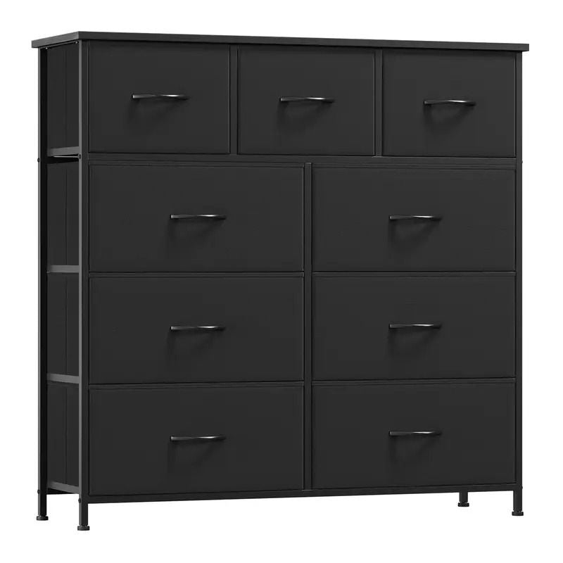 9 Drawer Dresser with Metal Frame and Wooden Top Fabric Storage Organizer Tower for Bedroom Living Room Entryway Office Closet Classic Freestanding Wardrobe Cabinet - Comfortable Living Decor