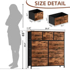 9 Drawer Dresser with Metal Frame and Wooden Top Fabric Storage Organizer Tower for Bedroom Living Room Entryway Office Closet Classic Freestanding Wardrobe Cabinet - Comfortable Living Decor