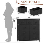 9 Drawer Dresser with Metal Frame and Wooden Top Fabric Storage Organizer Tower for Bedroom Living Room Entryway Office Closet Classic Freestanding Wardrobe Cabinet - Comfortable Living Decor