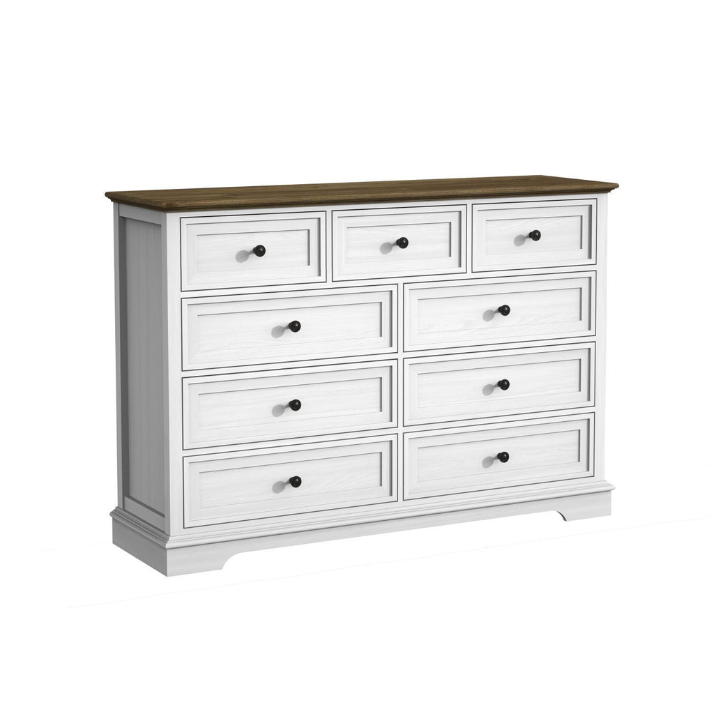 9 Drawer Dresser with Wooden Top, Tall Fabric Dresser & Chest of Drawers for Bedroom Closet Living Room - Comfortable Living Decor